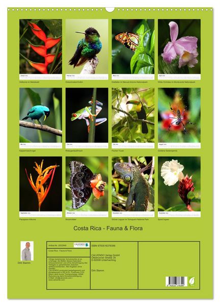 Produktbild: Costa Rica - Fauna & Flora (Wandkalender 2026 DIN A2 hoch), CALVENDO Monatskalender
