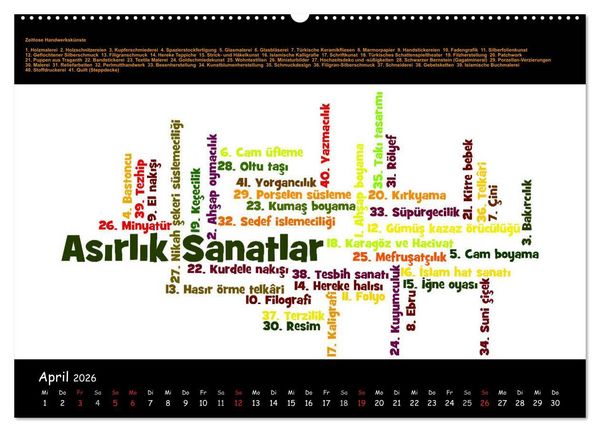 Produktbild: Sprachkalender T&uuml;rkisch-Deutsch (hochwertiger Premium Wandkalender 2026 DIN A2 quer), Kunstdruck in Hochglanz