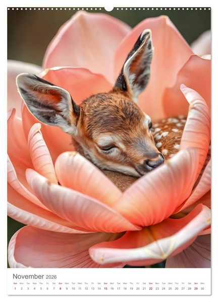 Produktbild: Forest babies asleep in flowers (Wall Calendar 2026 DIN A2 portrait), CALVENDO 12 Month Wall Calendar