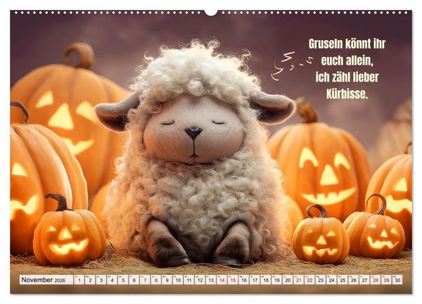 Produktbild: Schlaf gut, mein Schaf - Spruchkalender mit lustigen Schaf-Bildern (hochwertiger Premium Wandkalender 2026 DIN A2 quer), Kunstdruck in Hochglanz