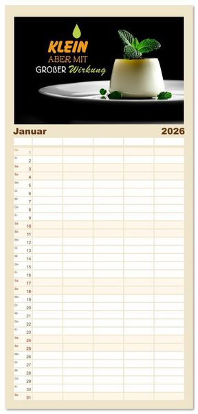 Produktbild: Familienplaner 2026 - Dessert - Liebe auf den ersten Biss mit 5 Spalten (Wandkalender, 21 x 45 cm) CALVENDO