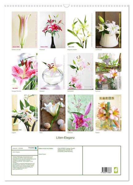 Produktbild: Lilien-Eleganz (Wandkalender 2026 DIN A2 hoch), CALVENDO Monatskalender