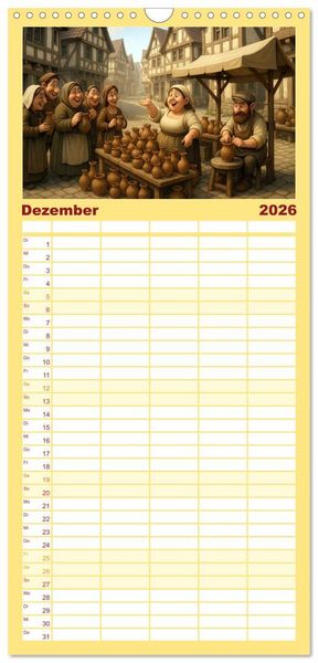 Produktbild: Familienplaner 2026 - Farbenfrohes Mittelalter mit 5 Spalten (Wandkalender, 21 x 45 cm) CALVENDO