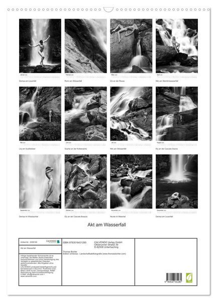 Produktbild: Akt am Wasserfall (Wandkalender 2026 DIN A2 hoch), CALVENDO Monatskalender