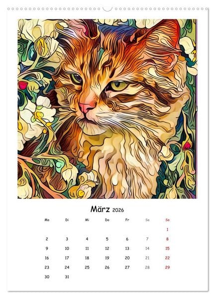 Produktbild: Jugendstil Katzen (Wandkalender 2026 DIN A2 hoch), CALVENDO Monatskalender