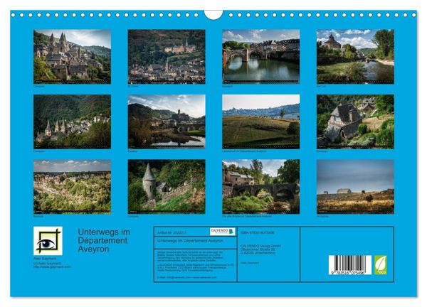 Produktbild: Unterwegs im D&eacute;partement Aveyron (Wandkalender 2026 DIN A3 quer), CALVENDO Monatskalender