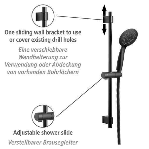 Produktbild: Brauseset Mod. Young Schwarz, L&auml;nge Stange: 66 cm