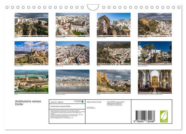 Produktbild: Andalusiens weisse D&ouml;rfer (Wandkalender 2026 DIN A4 quer), CALVENDO Monatskalender