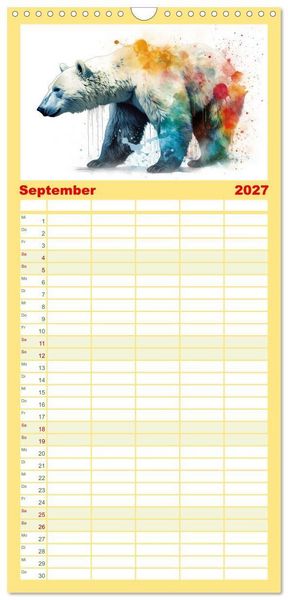 Produktbild: Familienplaner 2027 - Raubtiere voll Eleganz und Kraft mit 5 Spalten (Wandkalender, 21 x 45 cm) CALVENDO