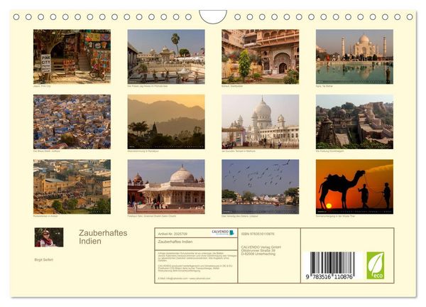 Produktbild: Zauberhaftes Indien (Wandkalender 2026 DIN A4 quer), CALVENDO Monatskalender