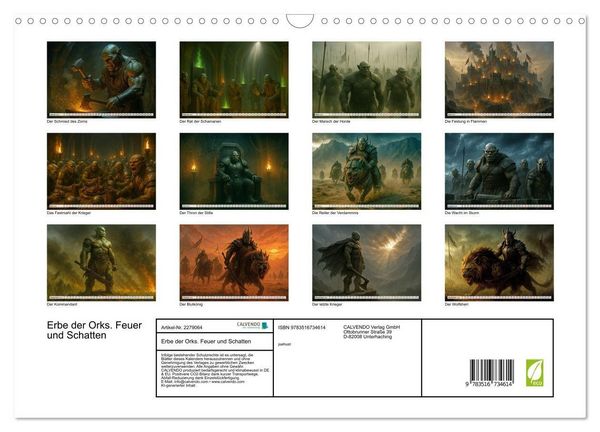 Produktbild: Erbe der Orks. Feuer und Schatten (Wandkalender 2026 DIN A3 quer), CALVENDO Monatskalender