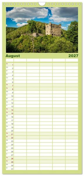 Produktbild: Familienplaner 2027 - Burgen des Hunsr&uuml;cks mit 5 Spalten (Wandkalender, 21 x 45 cm) CALVENDO