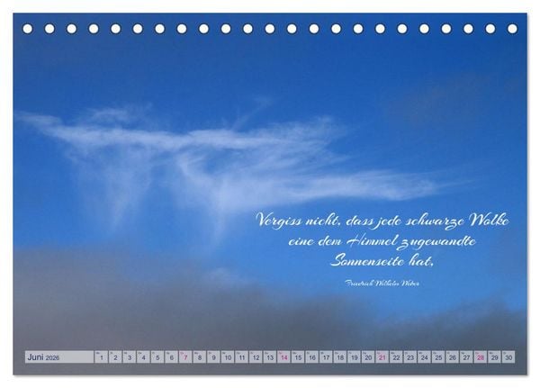 Produktbild: Die Wolken: "Schauspieler der L&uuml;fte" (Tischkalender 2026 DIN A5 quer), CALVENDO Monatskalender