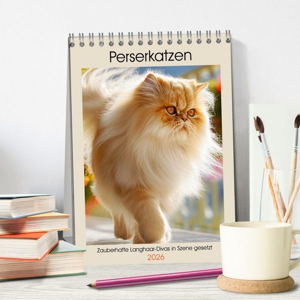 Produktbild: Perserkatzen. Zauberhafte Langhaar-Divas in Szene gesetzt (Tischkalender 2026 DIN A5 hoch), CALVENDO Monatskalender