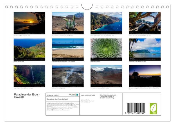 Produktbild: Paradiese der Erde - HAWAII (Wandkalender 2026 DIN A4 quer), CALVENDO Monatskalender