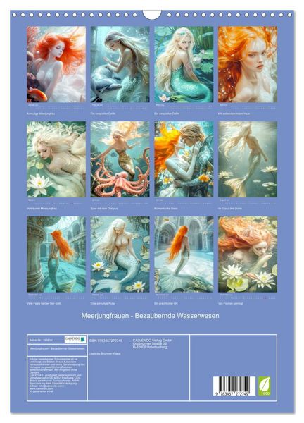 Produktbild: Meerjungfrauen - Bezaubernde Wasserwesen (Wandkalender 2026 DIN A3 hoch), CALVENDO Monatskalender