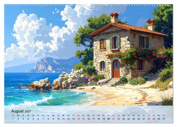 Produktbild: Romantische italienische H&auml;user am Meer (Wandkalender 2027 DIN A2 quer), CALVENDO Monatskalender