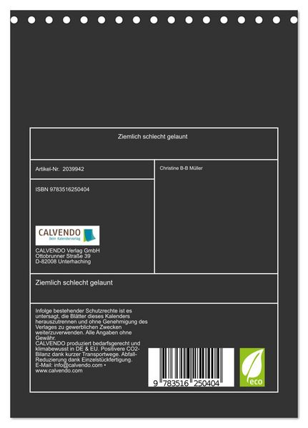 Produktbild: Ziemlich schlecht gelaunt (Tischkalender 2026 DIN A5 hoch), CALVENDO Monatskalender
