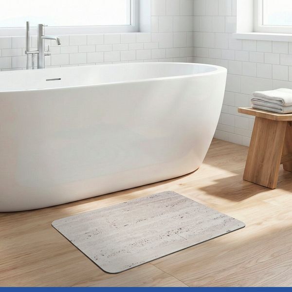 Produktbild: Diatomit Badematte Mod. Puna Beige, 60 x 39 cm, schnelltrocknend und rutschsicher