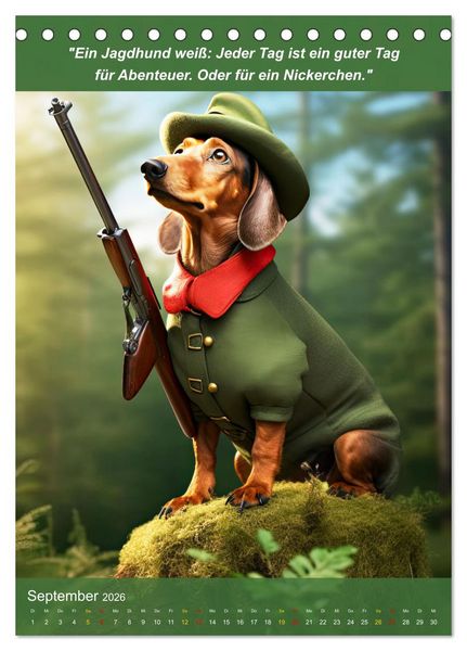 Produktbild: Lustige Jagdhunde mit J&auml;gerlatein (Tischkalender 2026 DIN A5 hoch), CALVENDO Monatskalender