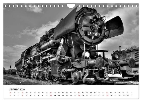 Produktbild: Unter Dampf - Eisenbahnromantik in schwarz-wei&szlig; (Wandkalender 2026 DIN A4 quer), CALVENDO Monatskalender