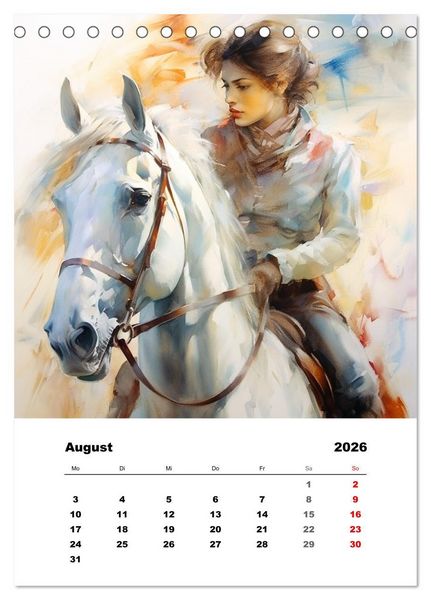 Produktbild: Hoch zu Ross. Mit Reiter-Aquarellen durch die Jahreszeiten (Tischkalender 2026 DIN A5 hoch), CALVENDO Monatskalender