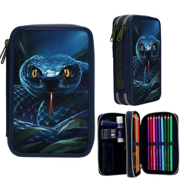 Adventure World 2 Fach Federtasche mit Schlange