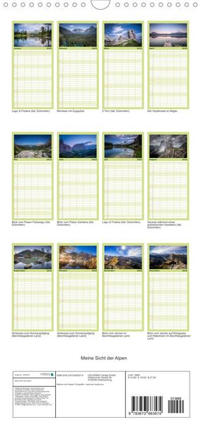Produktbild: Familienplaner Meine Sicht der Alpen (Wandkalender 2022 , 21 cm x 45 cm, hoch)