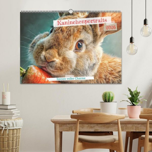 Produktbild: Kaninchenportraits &ndash; Szenen voller Charme (Wandkalender 2026 DIN A2 quer), CALVENDO Monatskalender