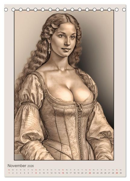 Produktbild: Portr&auml;ts von Frauen in historischen Kost&uuml;men (Tischkalender 2026 DIN A5 hoch), CALVENDO Monatskalender