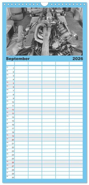 Produktbild: Familienplaner 2026 - Formel, Rennen, Boxengasse 1971-&acute;83 mit 5 Spalten (Wandkalender, 21 x 45 cm) CALVENDO
