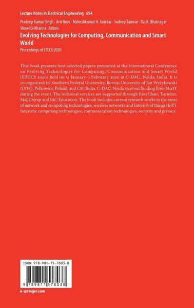 Produktbild: Evolving Technologies for Computing, Communication and Smart World