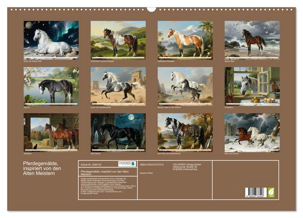 Produktbild: Pferdegem&auml;lde, inspiriert von den Alten Meistern (Wandkalender 2026 DIN A2 quer), CALVENDO Monatskalender
