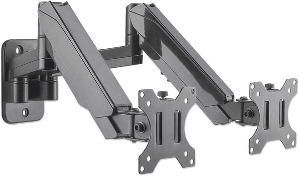 Produktbild: Manhattan Monitor-Wandhalterung 461627 2 Display(s) 43,2 cm (17") - 81,3 cm (32") Schwarz Drehbar, H&ouml;henverstellbar, Neigbar, Schwenkbar