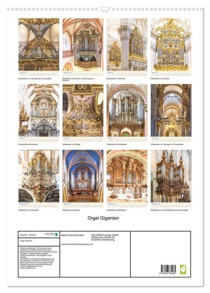 Produktbild: Orgel Giganten (Wandkalender 2027 DIN A2 hoch), CALVENDO Monatskalender
