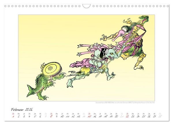 Produktbild: Kawanabe Kyosai - Einhundert D&auml;monen Kunstkalender (Wandkalender 2026 DIN A3 quer), CALVENDO Monatskalender