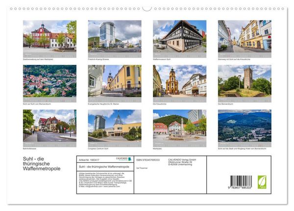 Produktbild: Suhl - die th&uuml;ringische Waffenmetropole (hochwertiger Premium Wandkalender 2026 DIN A2 quer), Kunstdruck in Hochglanz