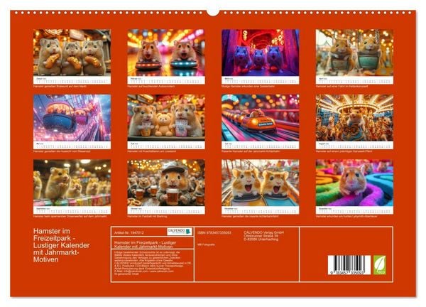 Produktbild: Hamster im Freizeitpark - Lustiger Kalender mit Jahrmarkt-Motiven (hochwertiger Premium Wandkalender 2026 DIN A2 quer), Kunstdruck in Hochglanz