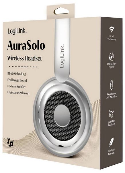 Produktbild: LogiLink BT0072BR Over Ear Kopfh&ouml;rer Bluetooth&reg; Silber