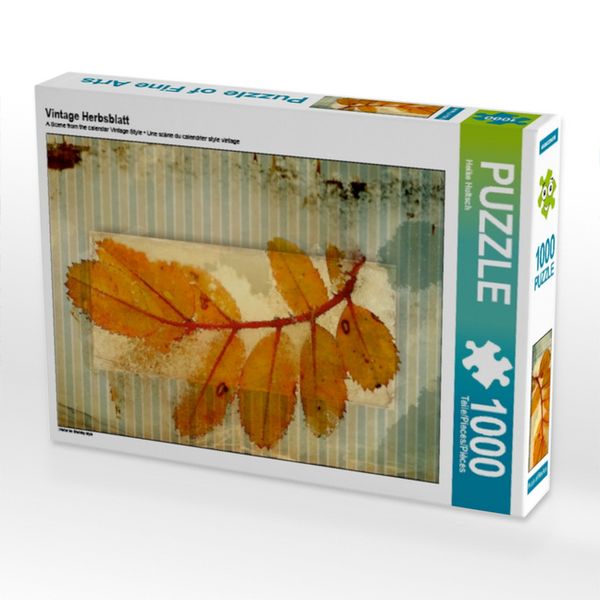 CALVENDO Puzzle Vintage Herbsblatt | 1000 Teile Lege-Größe 64x48cm Foto-Puzzle für glückliche Stunden