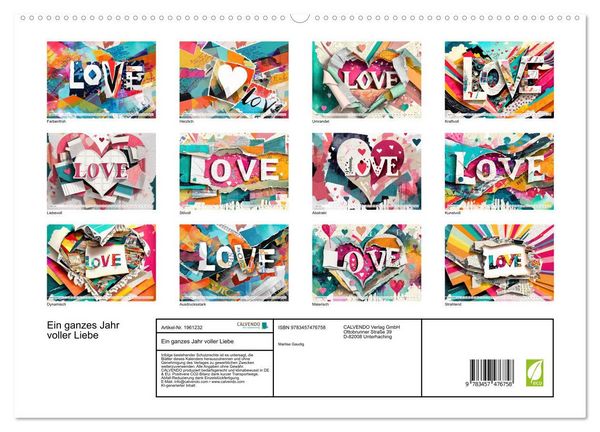 Produktbild: Ein ganzes Jahr voller Liebe (hochwertiger Premium Wandkalender 2026 DIN A2 quer), Kunstdruck in Hochglanz