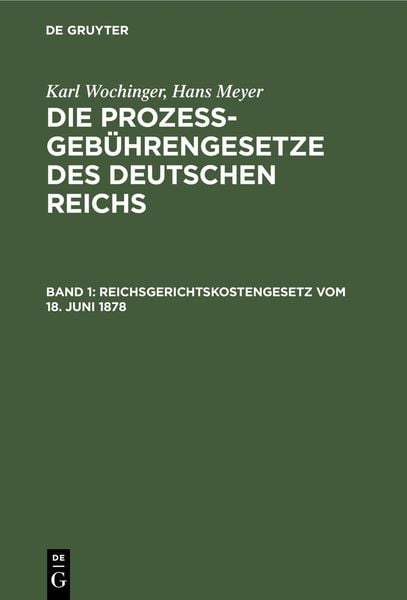 Produktbild: Reichsgerichtskostengesetz vom 18. Juni 1878