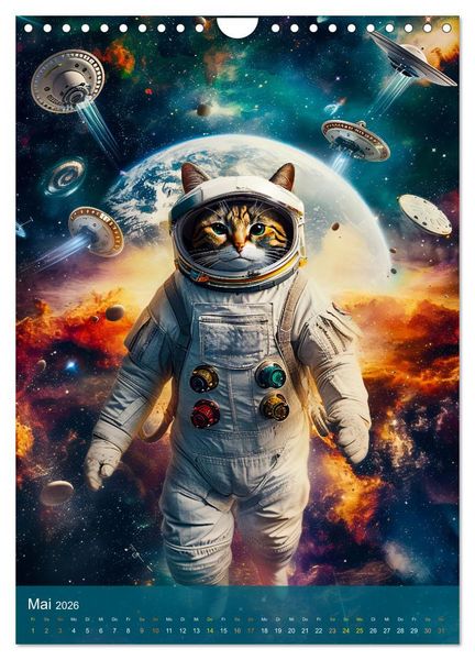 Produktbild: Katzen im All - Katzenastronauten im Kosmos (Wandkalender 2026 DIN A4 hoch), CALVENDO Monatskalender