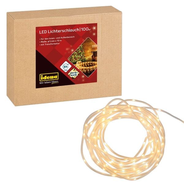 Idena Lichterschlauch 100 LED warmweiß Ø5mm 10m