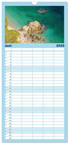 Produktbild: Familienplaner 2026 - Costa Blanca. Schroffe Felsen und schillerndes Mittelmeer mit 5 Spalten (Wandkalender, 21 x 45 cm) CALVENDO