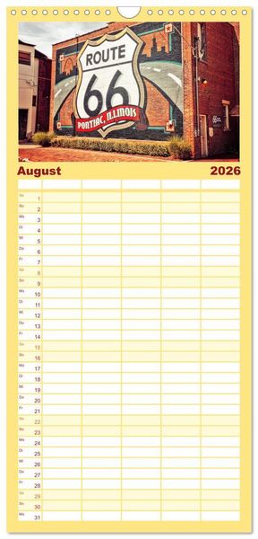 Produktbild: Familienplaner 2026 - Nostalgie auf 2451 Meilen - Route 66 mit 5 Spalten (Wandkalender, 21 x 45 cm) CALVENDO