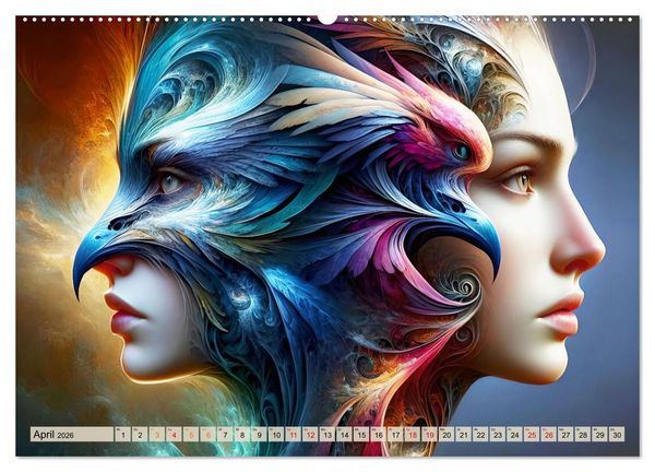 Produktbild: Vogelfrauen Surreale Sch&ouml;nheiten (hochwertiger Premium Wandkalender 2026 DIN A2 quer), Kunstdruck in Hochglanz