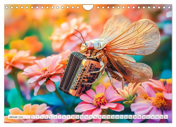Produktbild: Konzert der Natur - Insekten spielen Musikinstrumente (Wandkalender 2026 DIN A4 quer), CALVENDO Monatskalender