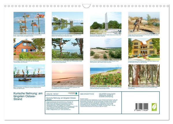 Produktbild: Kurische Nehrung: am l&auml;ngsten Ostsee-Strand (Wandkalender 2026 DIN A3 quer), CALVENDO Monatskalender
