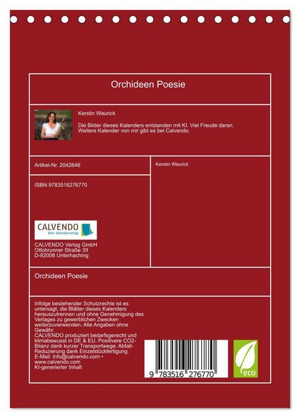 Produktbild: Orchideen Poesie (Tischkalender 2026 DIN A5 hoch), CALVENDO Monatskalender